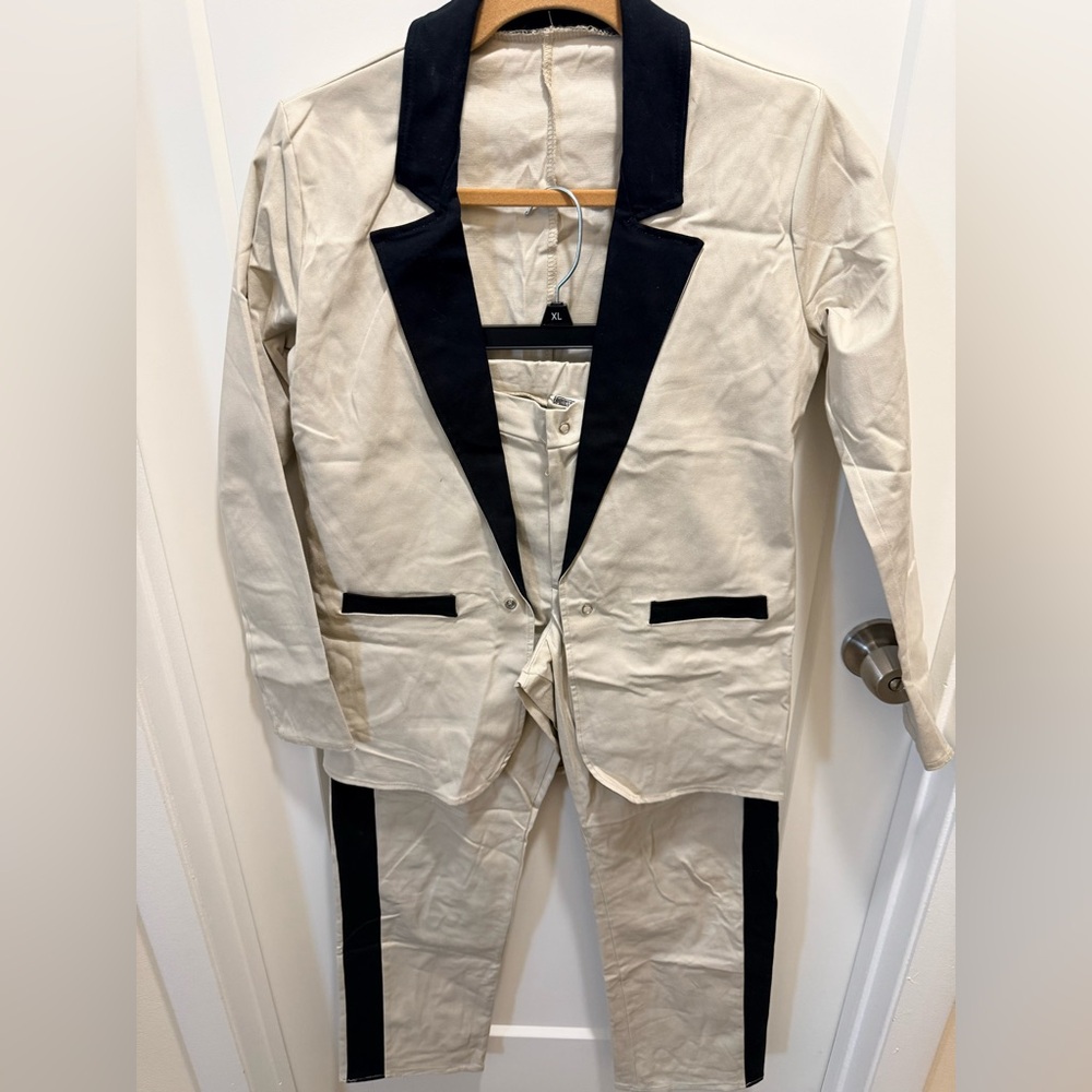Kelle 2piece Cream and Black Dance Suit
